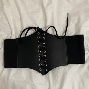 black string-tie corset